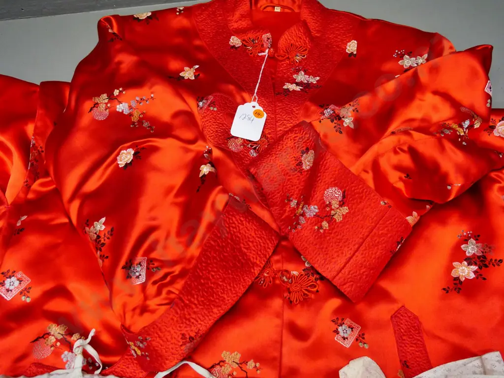 4 vintage silk and satin petticoats and a satin Chinese dressing gown Image 1++
