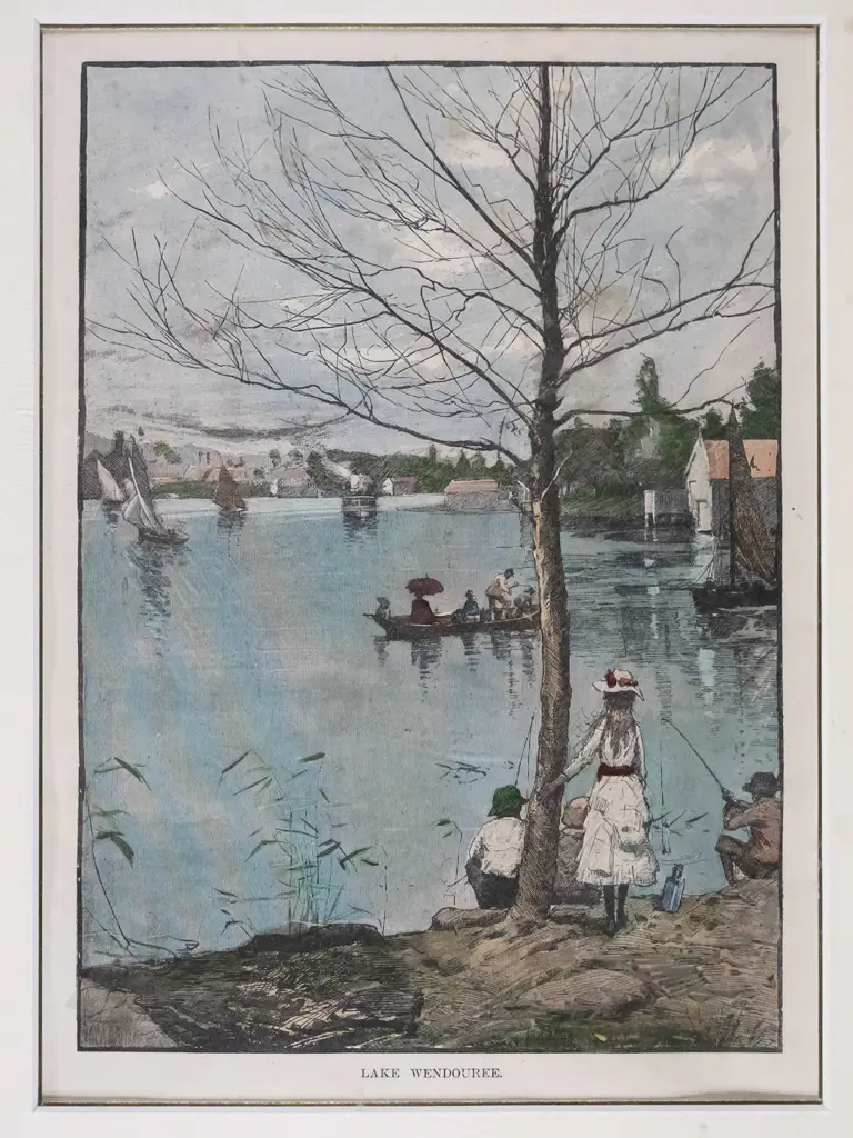 mounted vintage print " Lake Wendouree" H-200 W-140 Image 1++