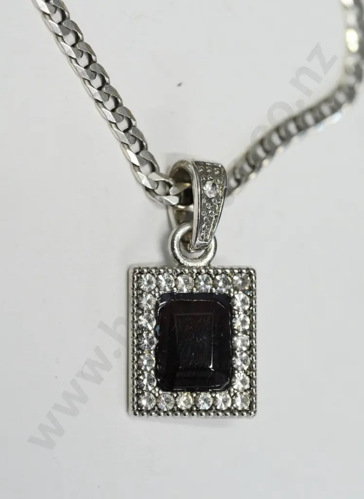silver cz & ?stone pendant stamped 925 Image 1++