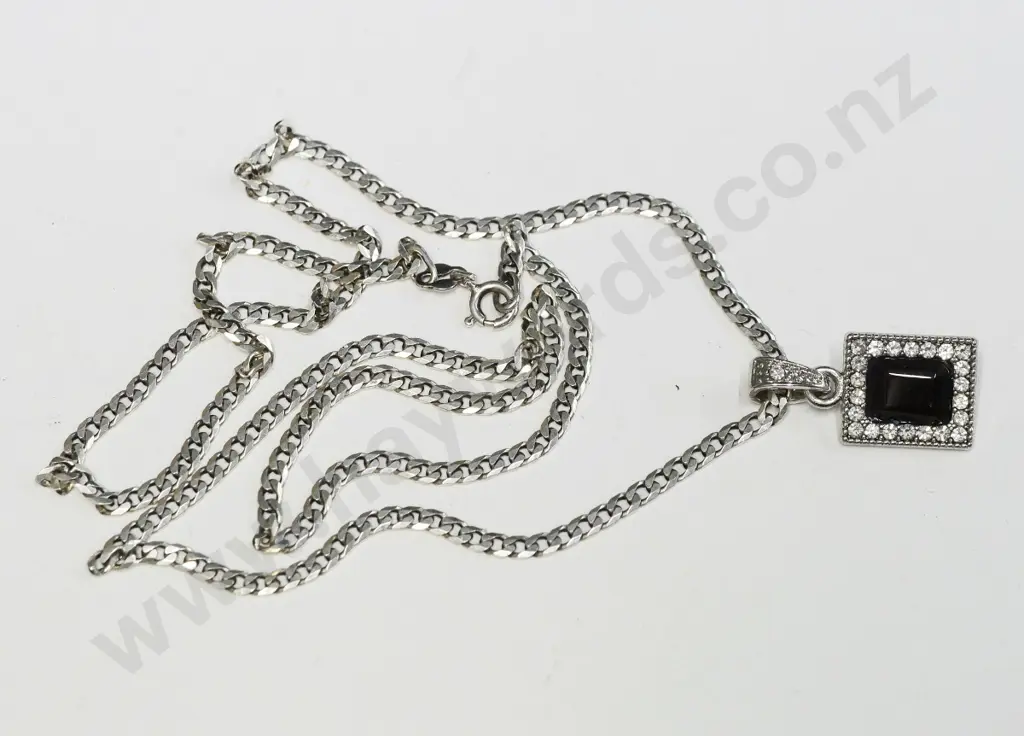 silver cz & ?stone pendant stamped 925 Image 1++