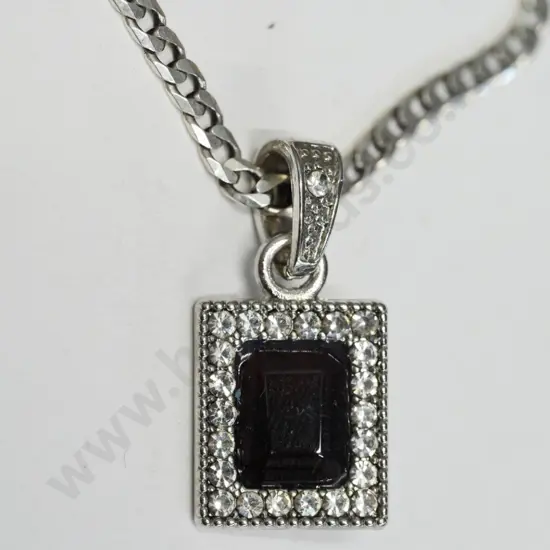 silver cz & ?stone pendant stamped 925