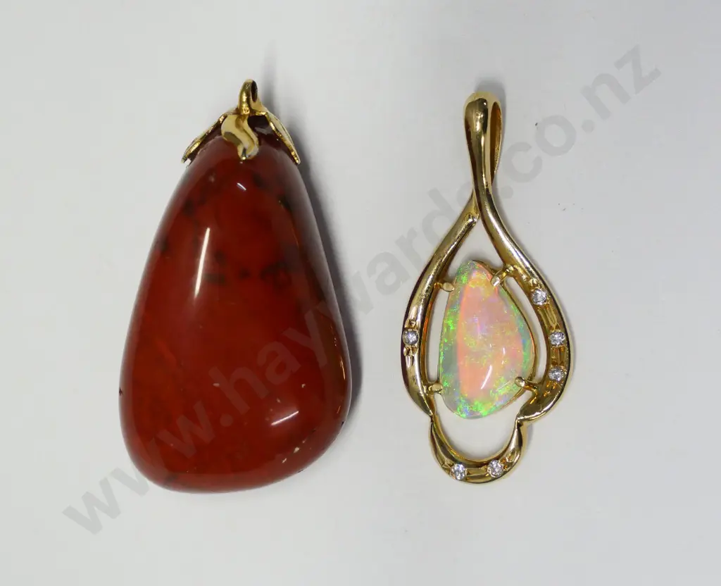 opal pendant [no chain] & agate pendant [no chain] Image 1++