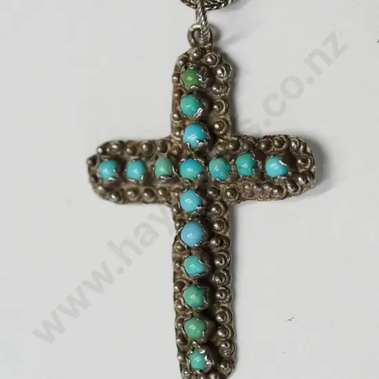 cross pendant with tourquoise