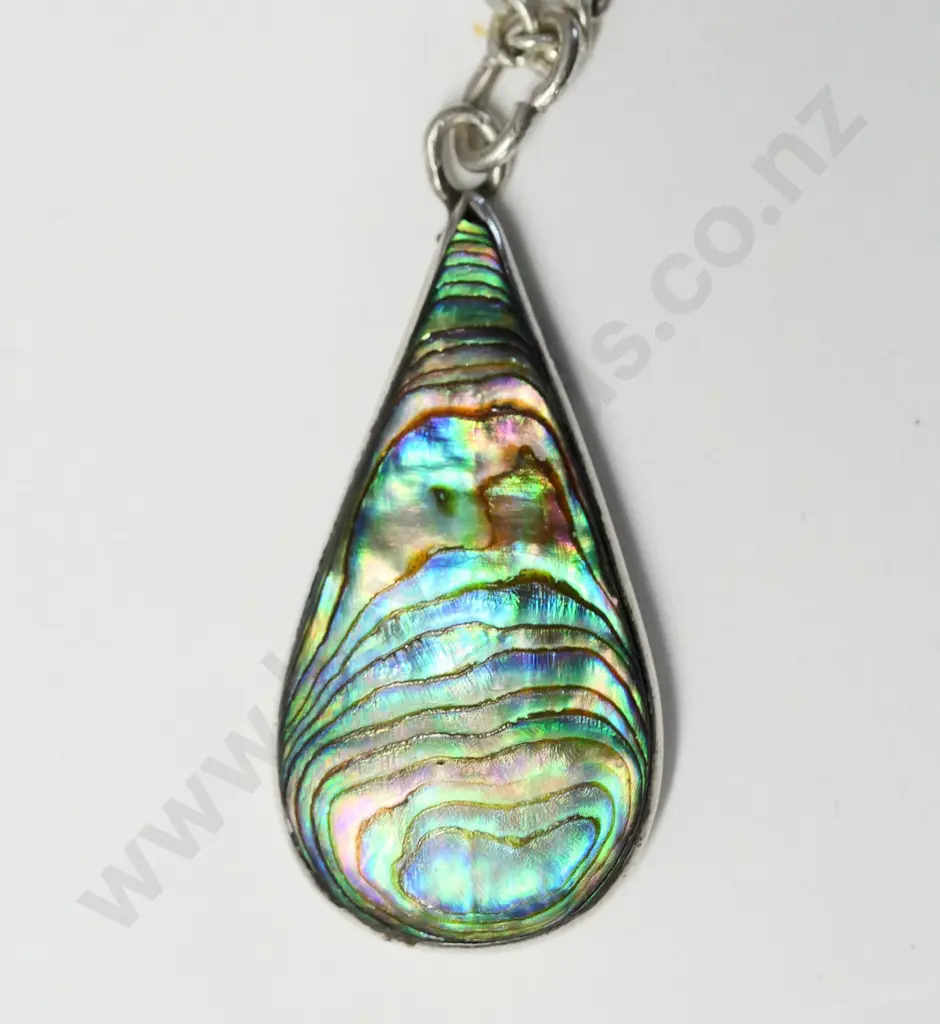 silver and paua shell necklace stamped 925 Image 1++