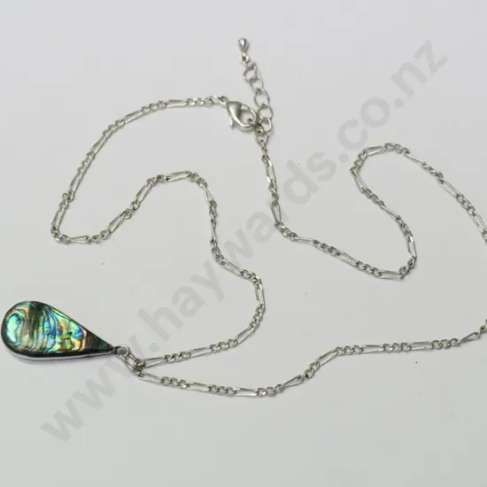 silver and paua shell necklace stamped 925