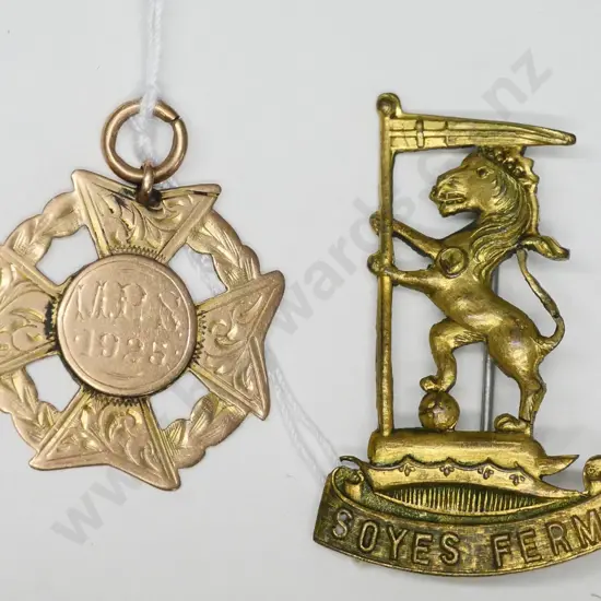 MPS 1925 medal stamped 9ct & Soyes Ferme medal