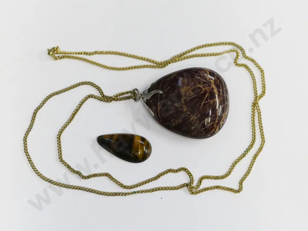 brown agate stone necklace & small polished brown agate stone Image 1++