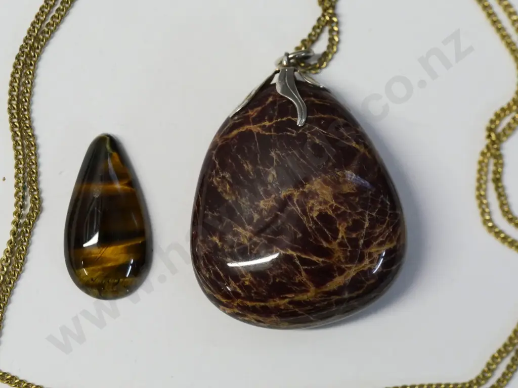 brown agate stone necklace & small polished brown agate stone Image 1++