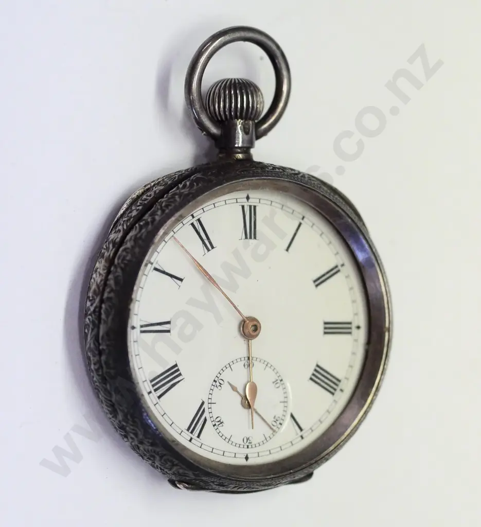 silver pocket watch stamped 925 needs attention Image 1++