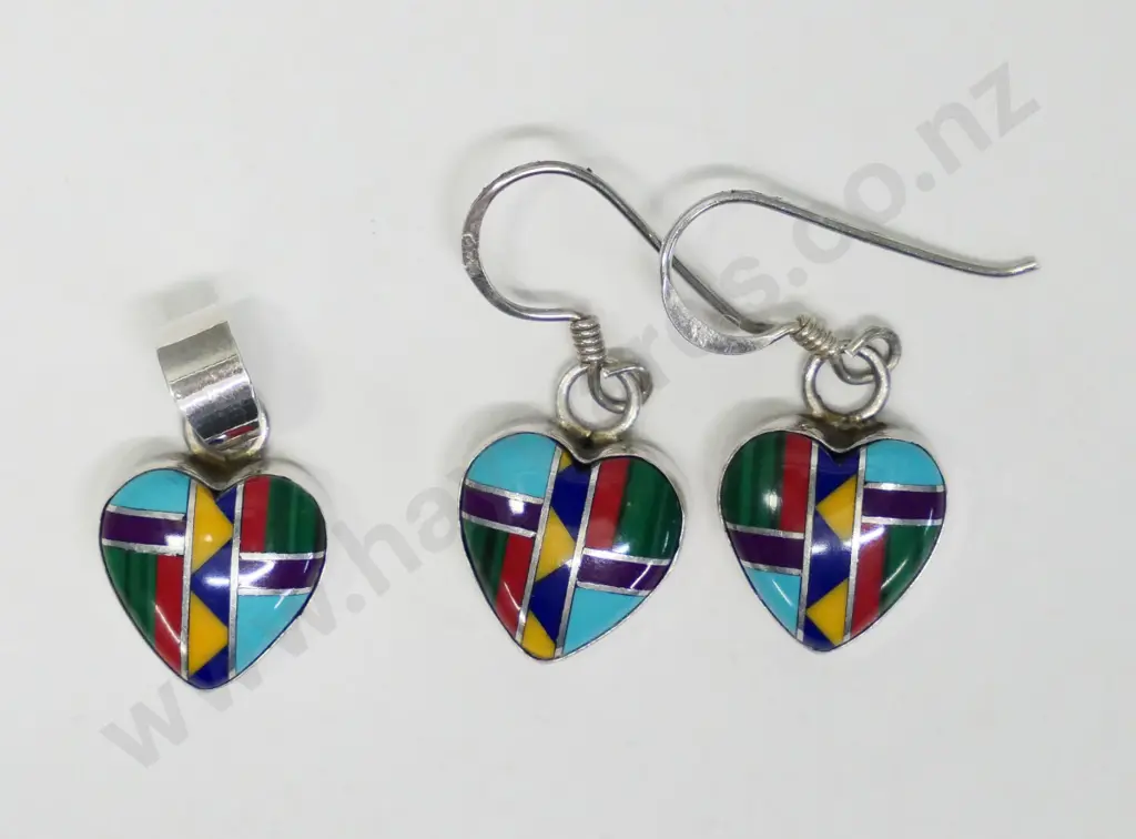 silver pendant {[no chain] & earring set stamped 925 Image 1++