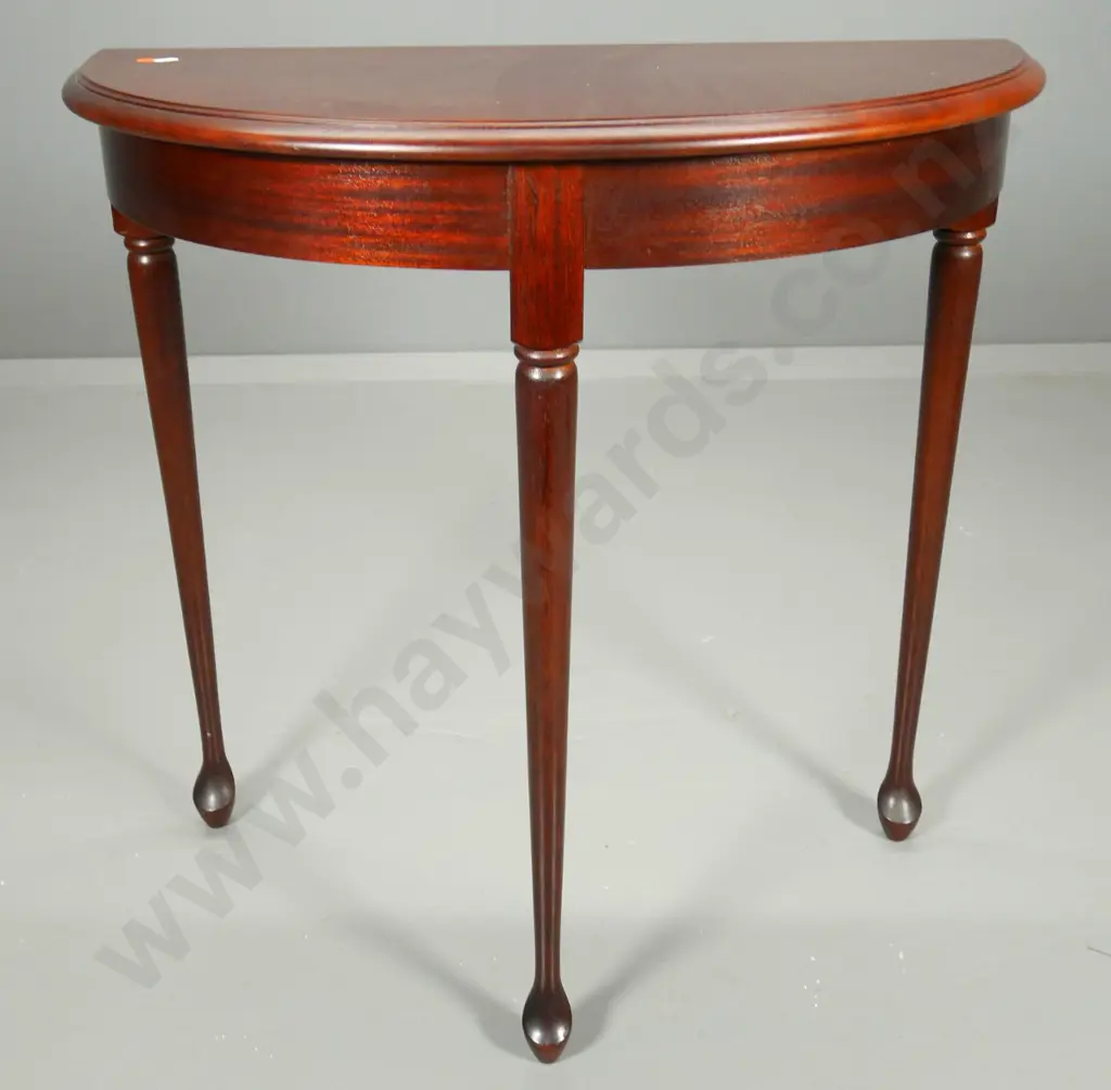 mahogany cab-leg half-round hall table H-670 W-680 D-330 Image 1++