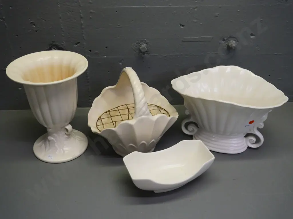 4 English white vases - Sylvac, Beswick, Arthur Wood, 1 unmarked - some interior stains, tallest H-230 Image 1++