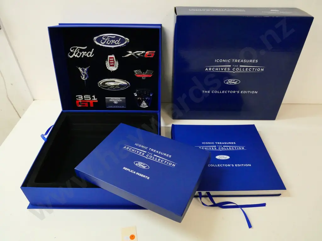 Ford Iconic Treasures Archive Collection - book, replica inserts, fitted case with replica car badges, etc. Image 1++