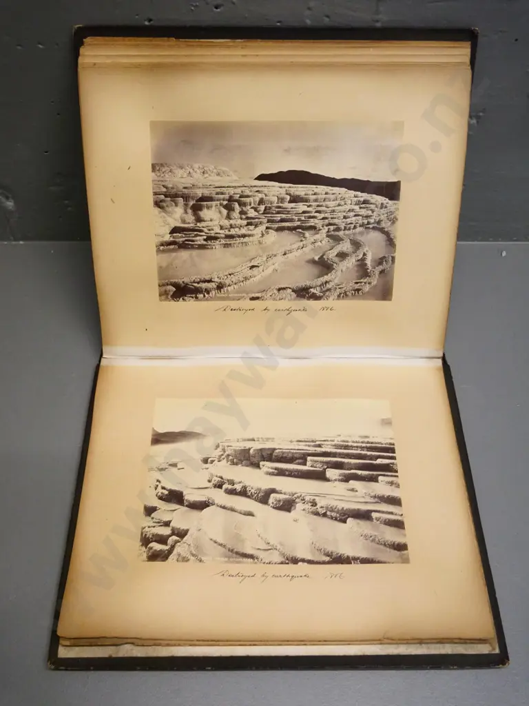 album of early Dunedin photographs presented by Coxhead studios to Wertheim family. Photos good, chips to some pages Image 1++