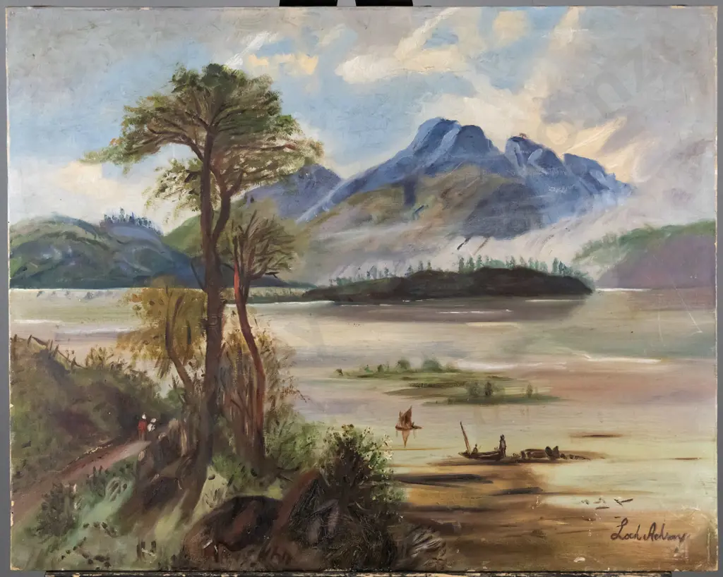 boxed oil on canvas - lake scene H-410 W-510 Image 1++