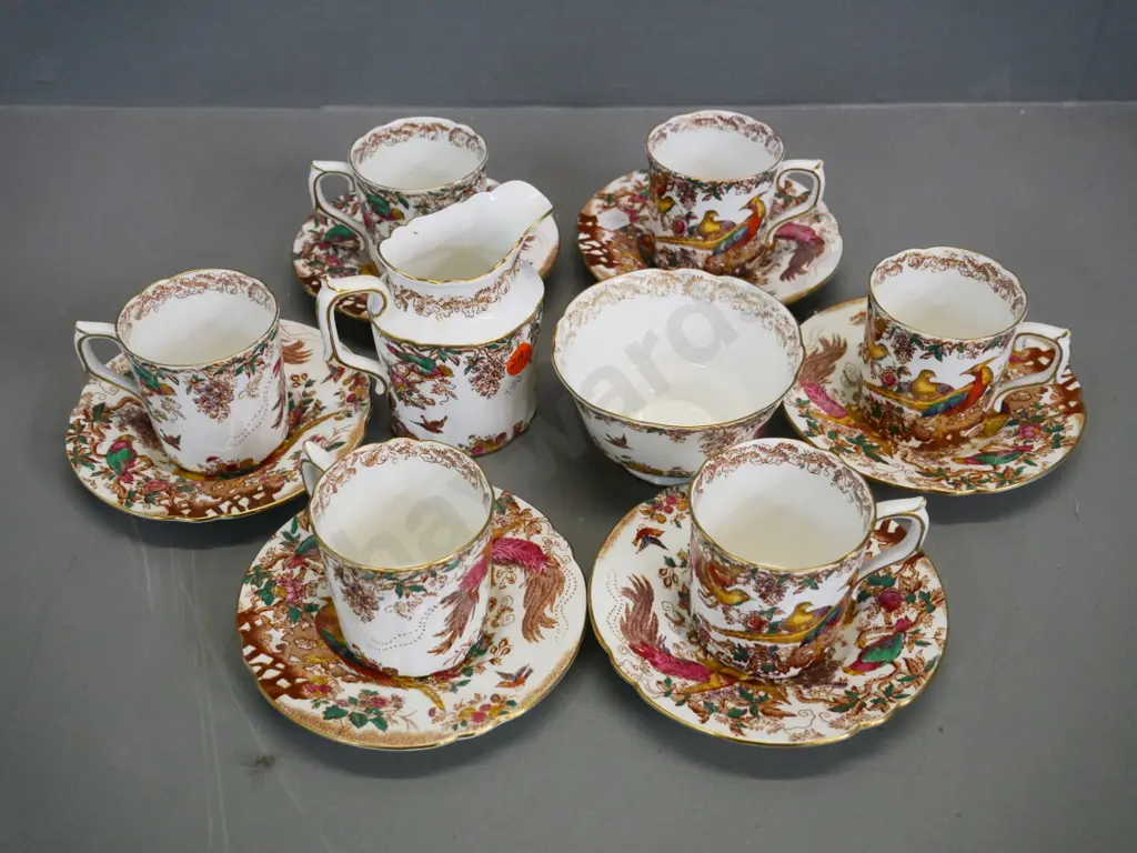 Royal Crown Derby 'Old Aylesbury' - 6 coffee cans & saucers, cream & sugar Image 1++