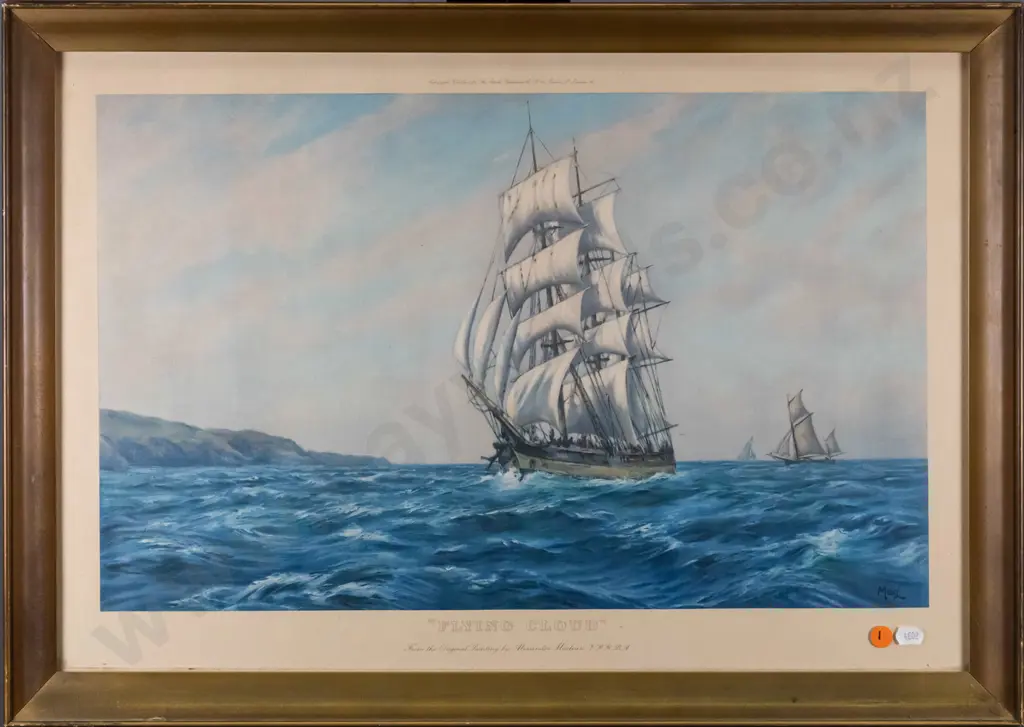framed sailing ship print  "Flying Cloud" H-320 W-520 Image 1++
