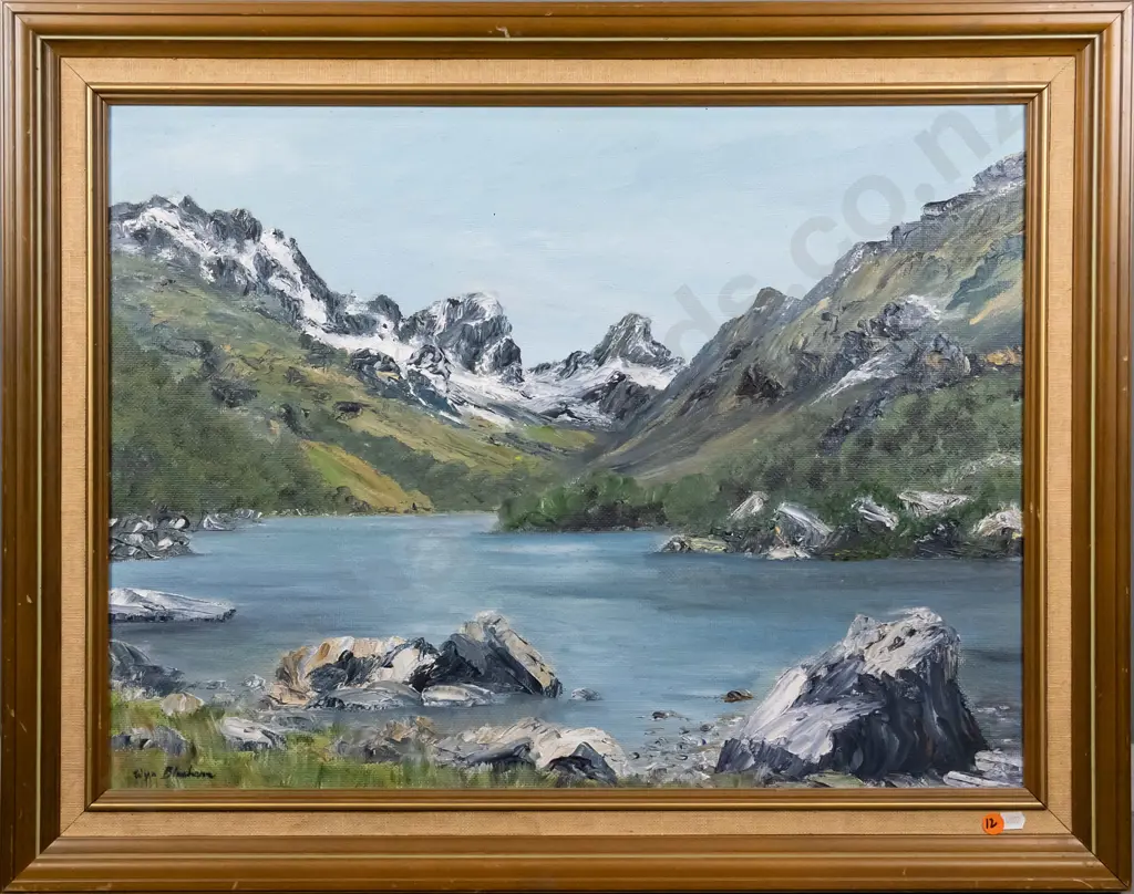Wyn Bloxham - framed oil "Lake MacKenzie Hollyford" H-440 W-590 Image 1++