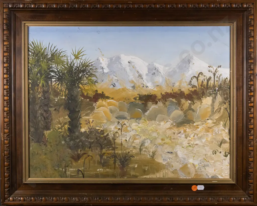 illegible signature - framed oil - landscape H-370 W-500 Image 1++