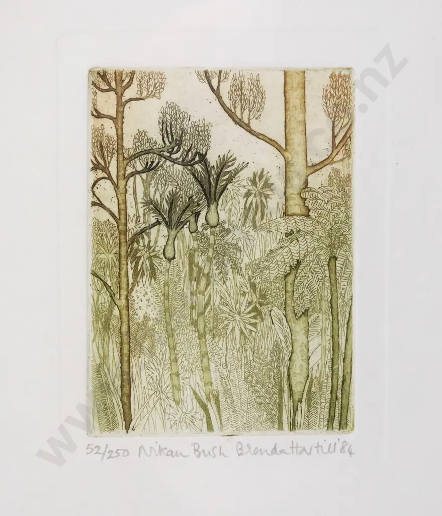 Brenda Hartill '84 - framed ltd edition print 52/250 "Nikau Bush" H-80 W-60 Image 1++