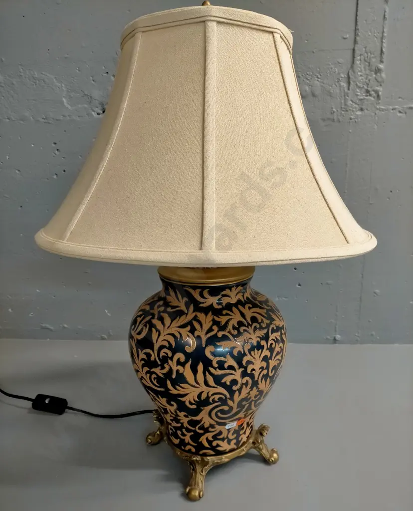 ceramic based table lamp on brass stand H-650 Image 1++
