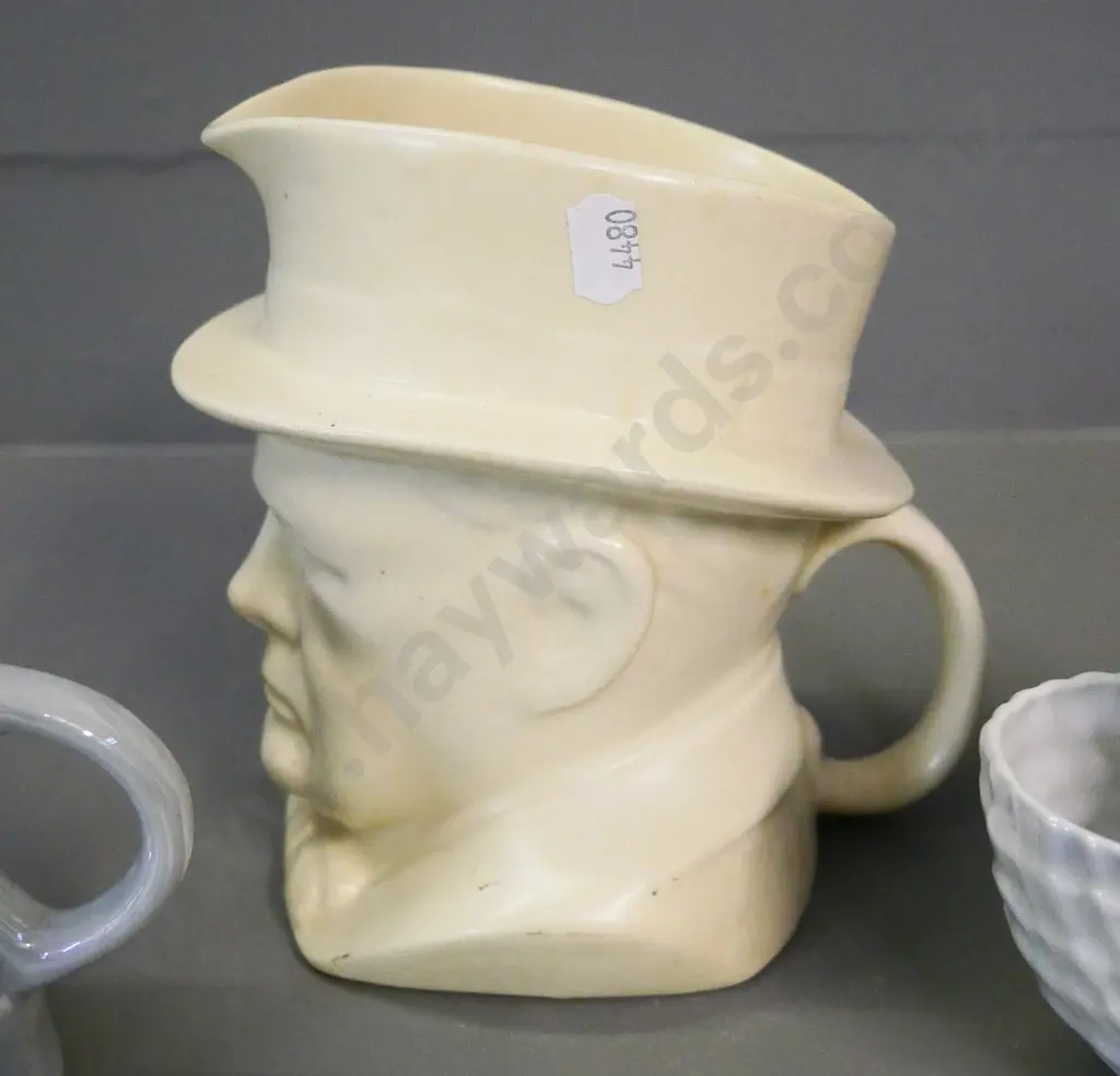 J&G Meakin Churchill large character jug H-150 and 2 European lustre shaving mugs, one with brush Image 1++