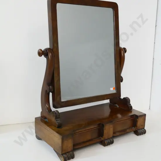 vintage dressing table mirror with 2 drawers - some cracks, lifting veneer, etc. H-680 W-500 D-250