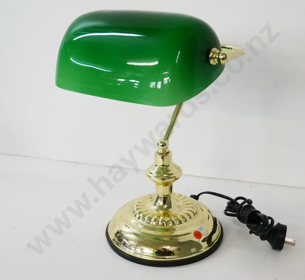 reproduction brass and green glass banker's lamp - pitting to finish H-380 W-280 Image 1++