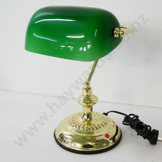 reproduction brass and green glass banker's lamp - pitting to finish H-380 W-280