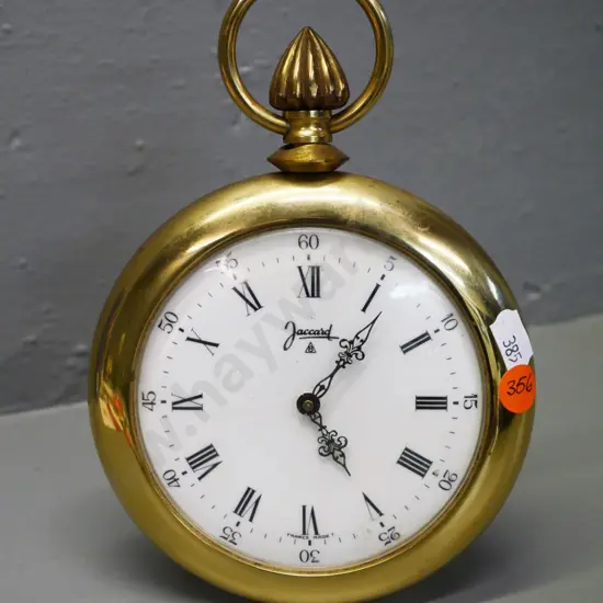 Jaccard France brass bedside alarm clock in the shape of a pocket watch H-190