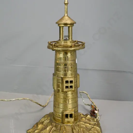 vintage brass lighthouse table lamp - needs rewiring H-370