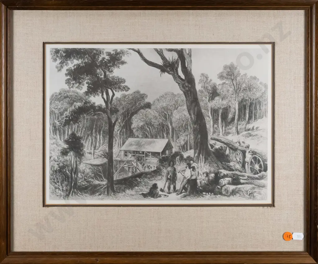framed historical print "Kai Warra Warra Sawmill" H-230 W-340 Image 1++