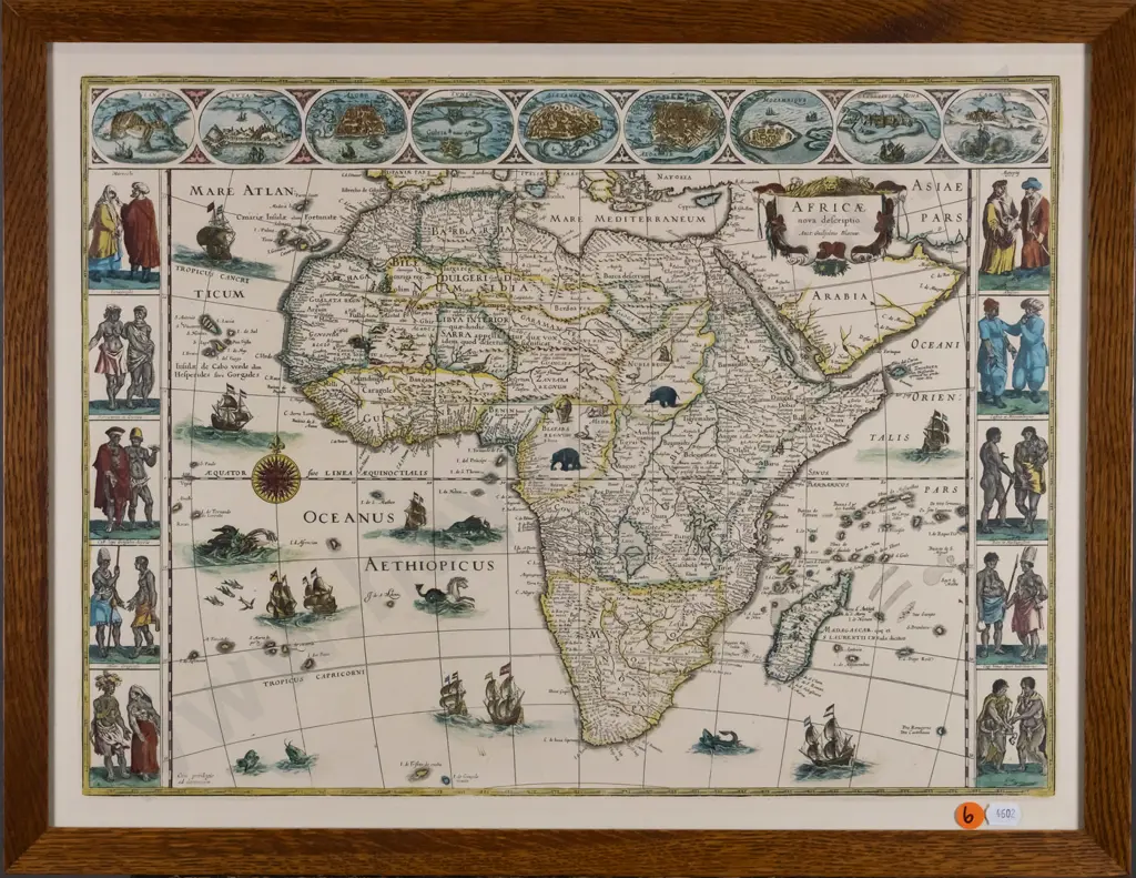 framed reproduction print - map of Africa H-360 W-590 Image 1++