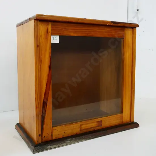 wooden specimen / display case with lift-up glazed front H-460 W-480 D-260