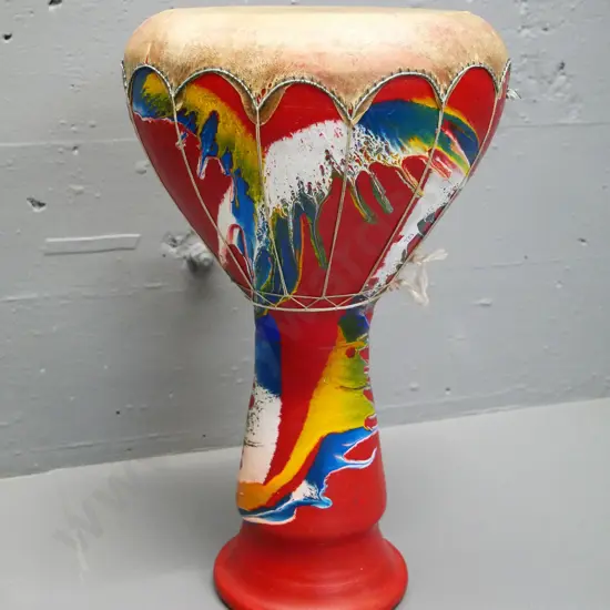 hand painted pottery Djembe-style hand drum H-430 D-280