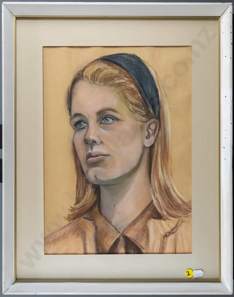 Pearl Eustace? - framed pastel - female portrait H-360 W-250 (borer in frame) Image 1++