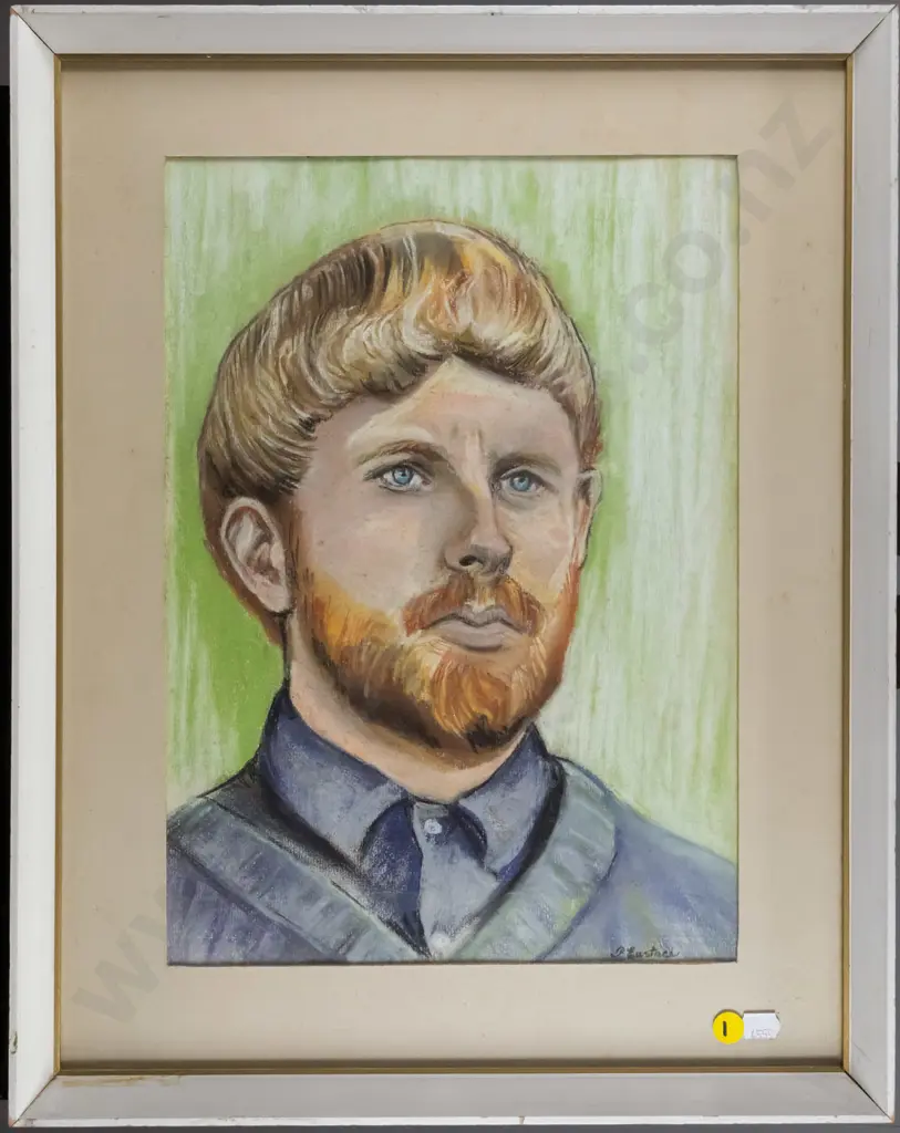 Pearl Eustace - framed pastel - male portrait H-360 W-250 Image 1++