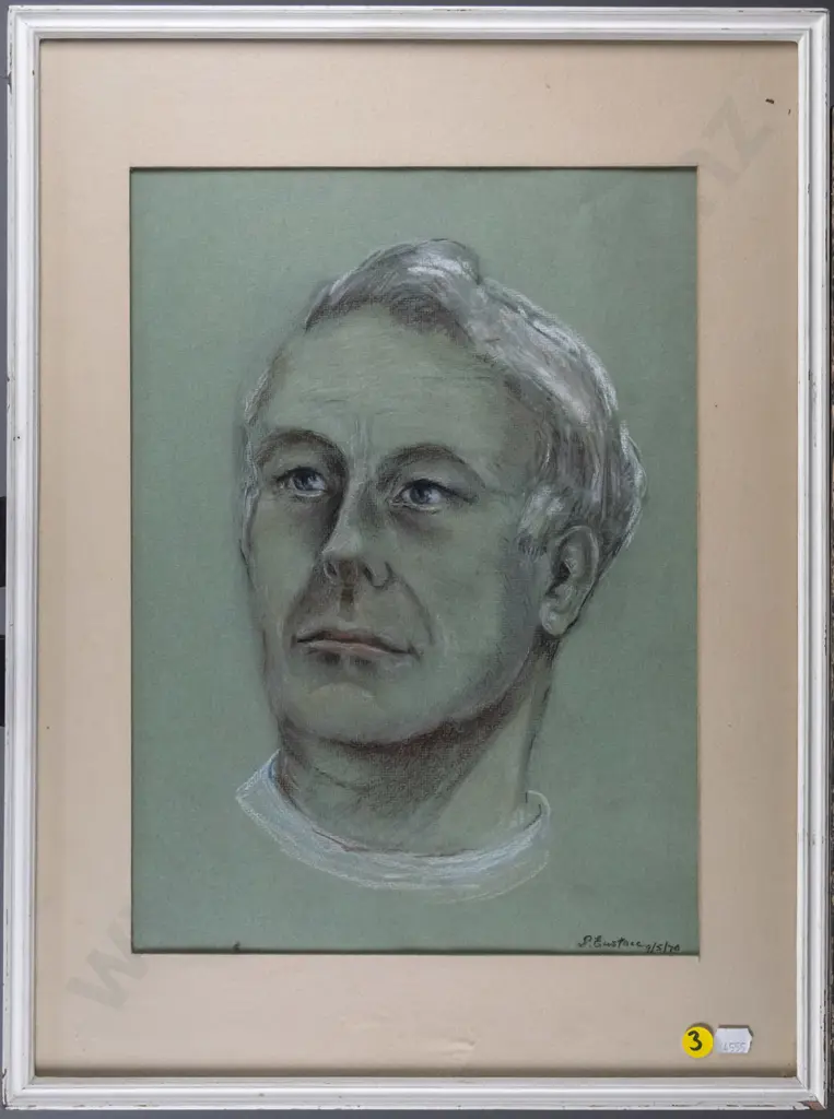 Pearl Eustace 1970 - framed pastel - male portrait H-360 W-250 Image 1++