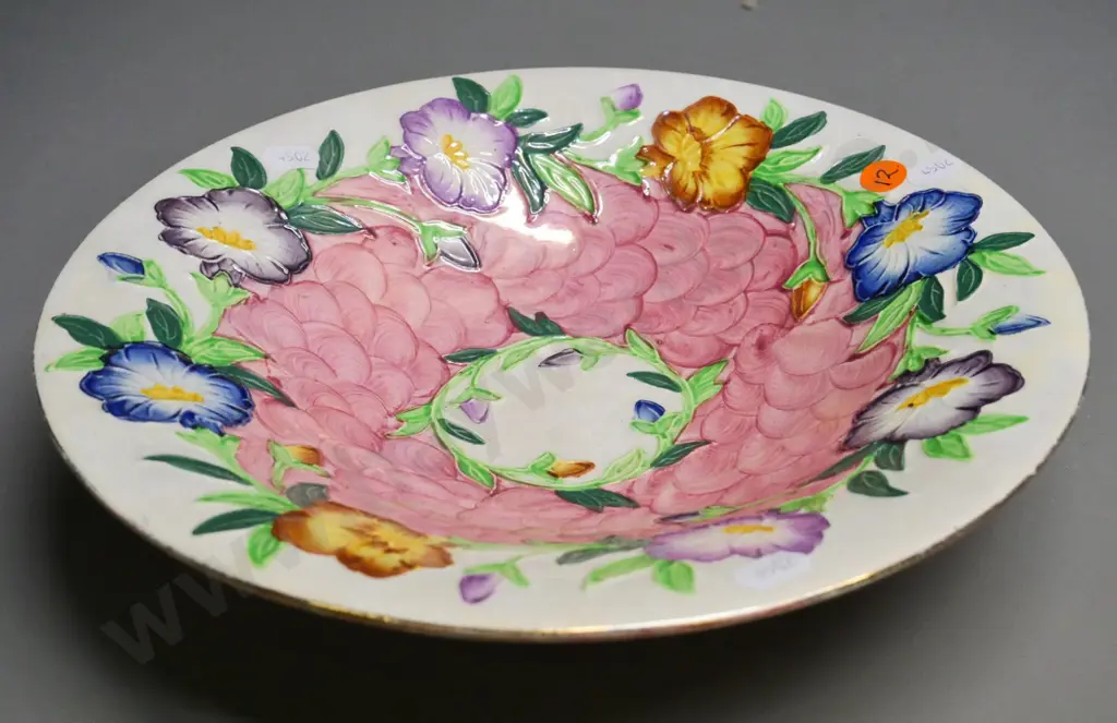 Maling pink thumbprint lustre glaze bowl D270 Image 1++