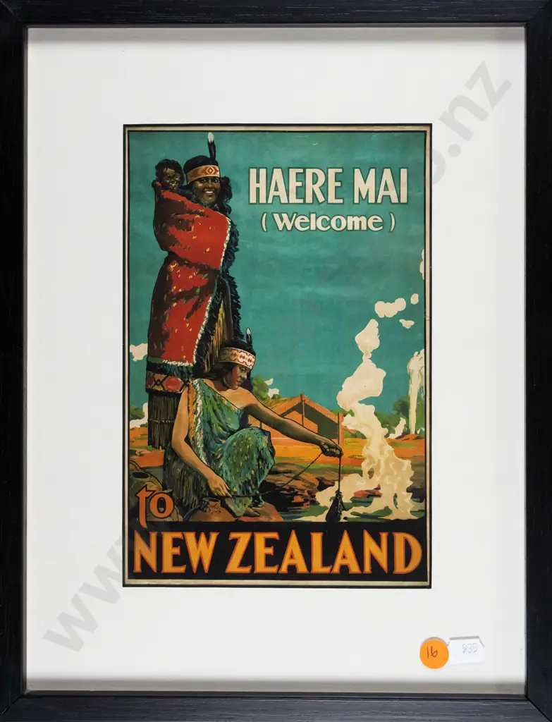 framed reproduction retro New Zealand promotional print H-220 W-145 Image 1++