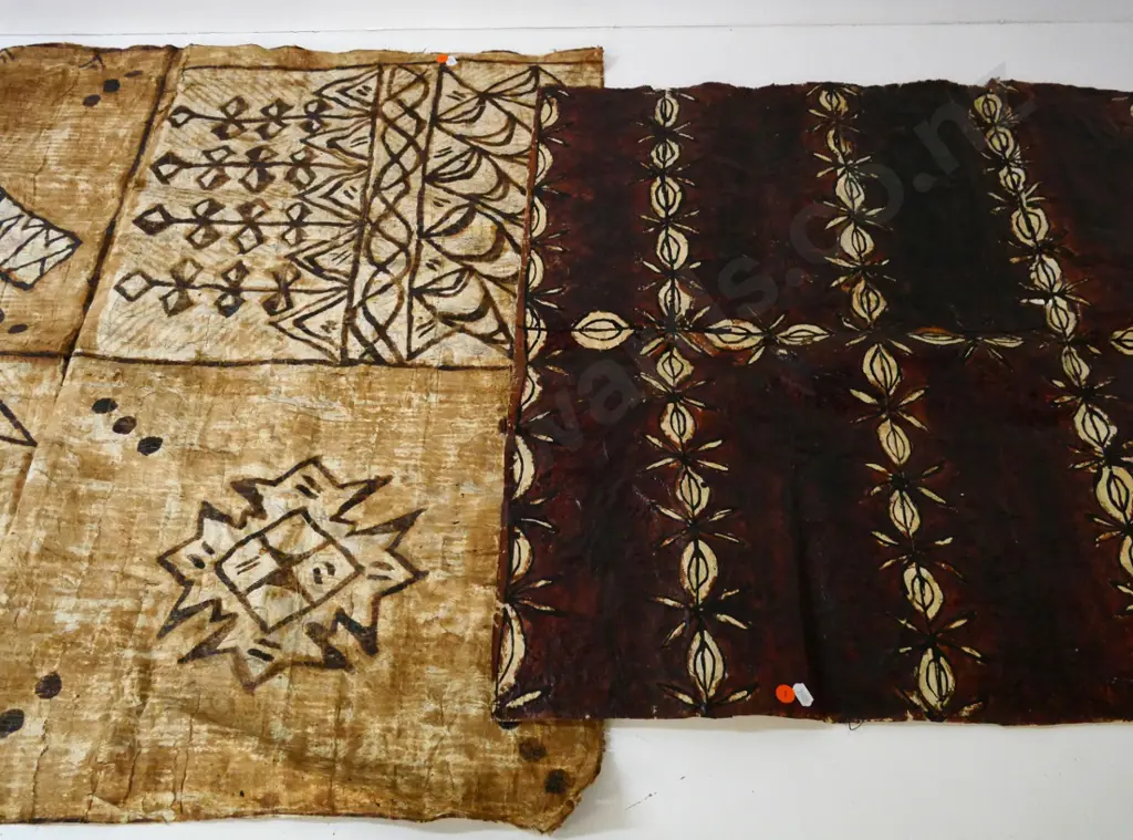 2 pieces of tapa cloth - light colour 940 x 830, darker one is 1000 x 700 Image 1++