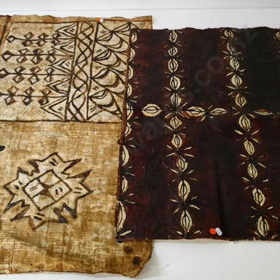 2 pieces of tapa cloth - light colour 940 x 830, darker one is 1000 x 700
