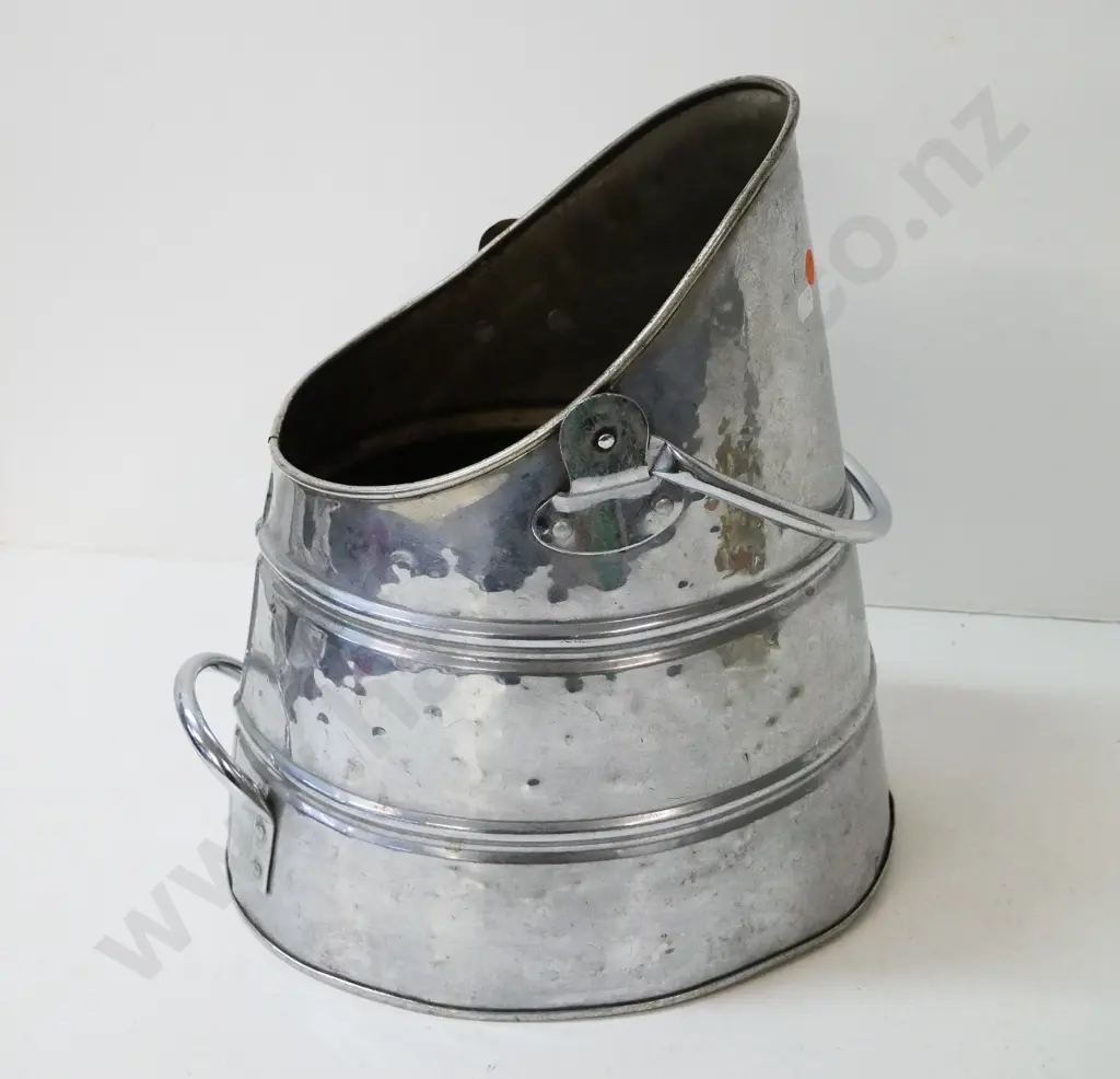 beaten metal chrome finish coal bucket H-370 W-300 at base Image 1++