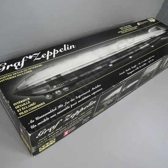 large yet-to-be-assembled plastic 1:245 scale model Graf Zeppelin airship. Box L-1000