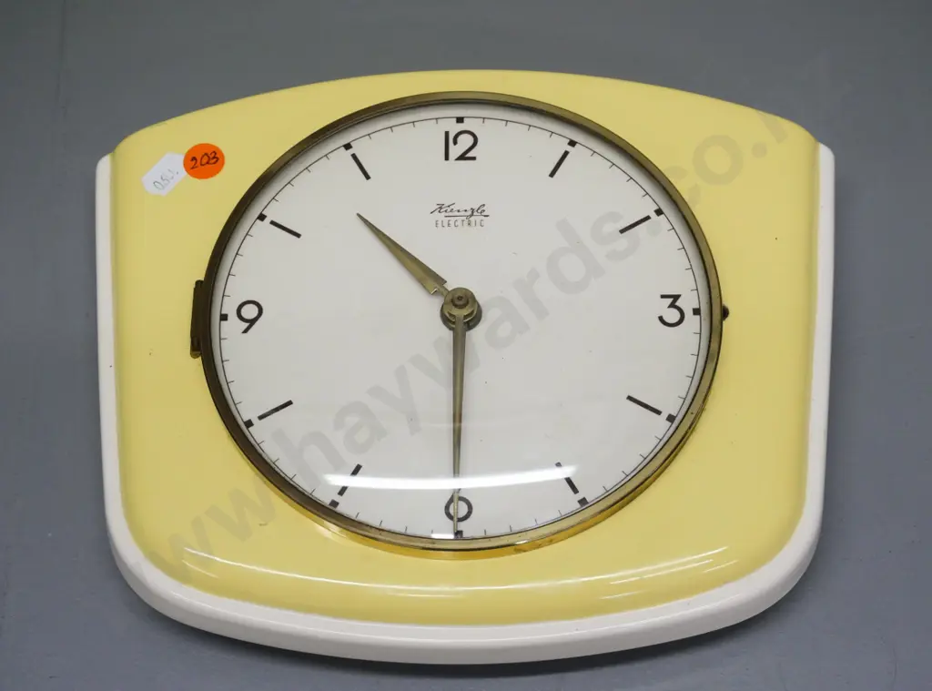 retro Kienzle ceramic wall clock with battery (D-size?) movement H-220 W-260 Image 1++