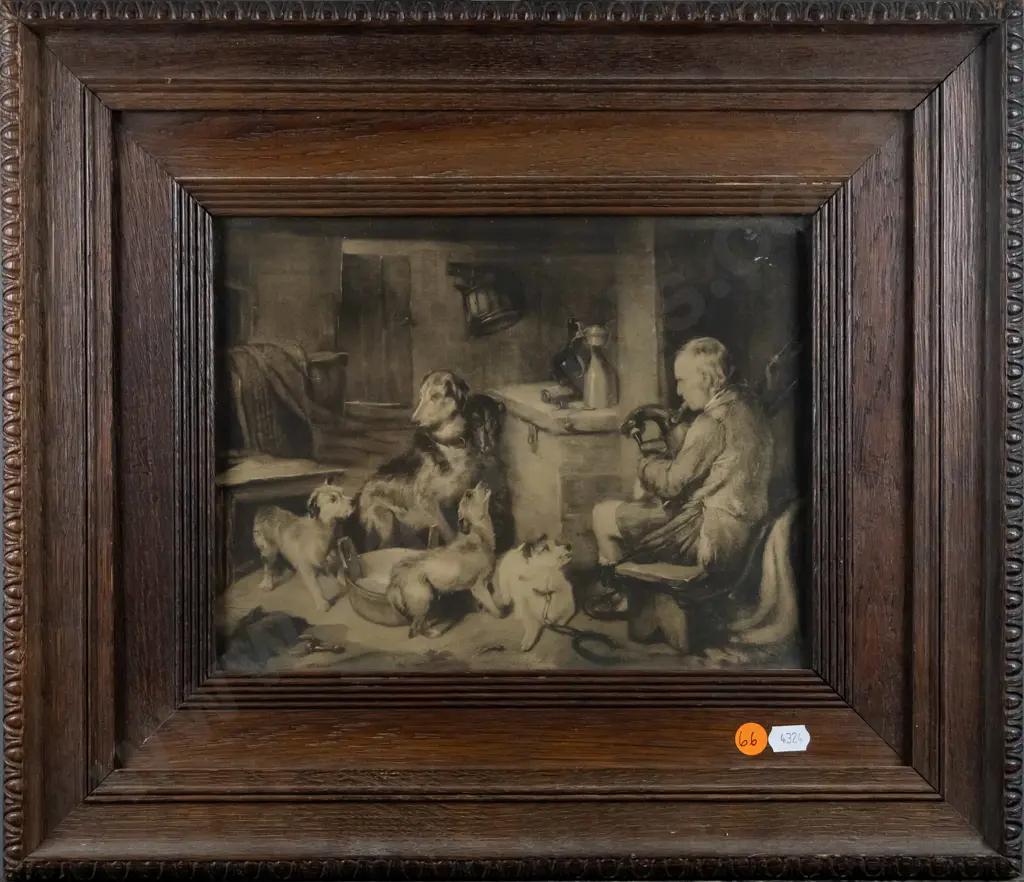 framed print - bagpiper and dogs H-200 W-250 Image 1++