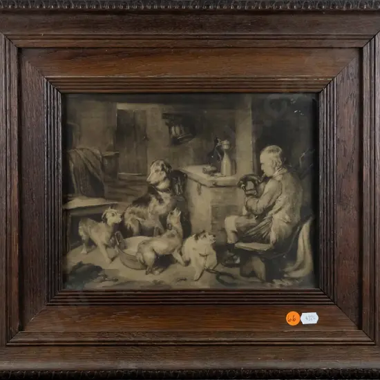 framed print - bagpiper and dogs H-200 W-250