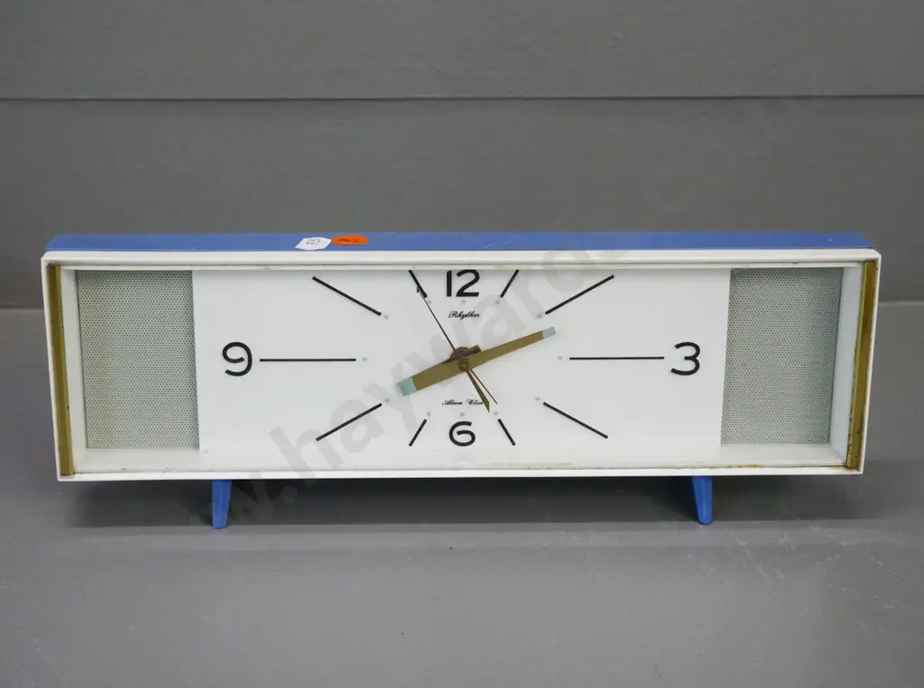 retro Rhythm plastic-cased alarm clock, made in Japan. H-110 W-300 Image 1++