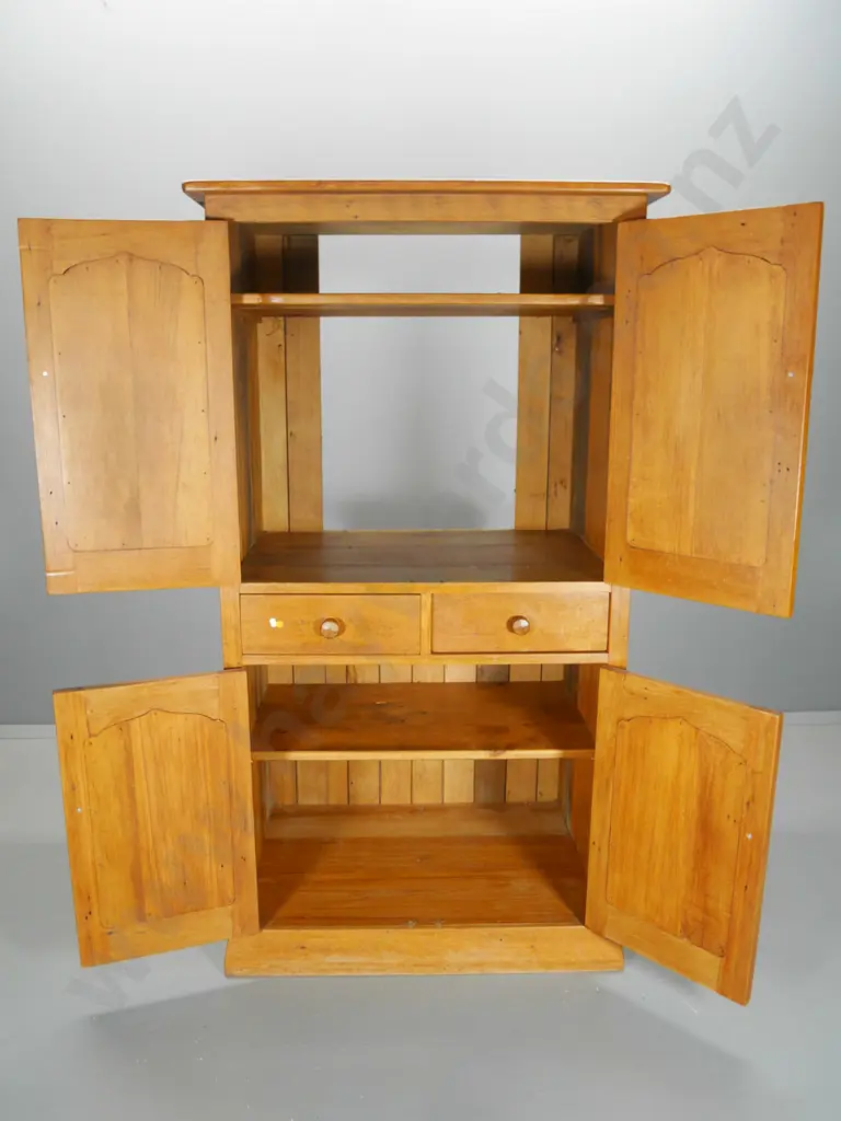 vintage rimu cabinet with 2 doors, 4 drawers, missing a wooden handle, section cut out of back H1670 W890 D620 Image 1++