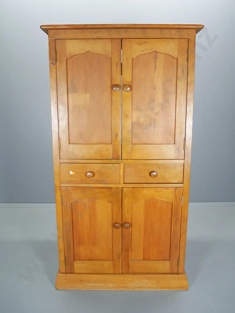vintage rimu cabinet with 2 doors, 4 drawers, missing a wooden handle, section cut out of back H1670 W890 D620 Image 1++